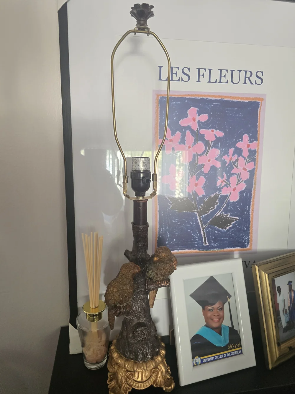 Ornate Brown and Gold Parrot Table Lamp - Home Accents